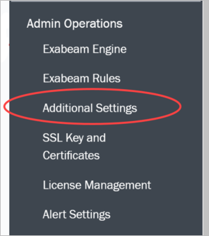 The Admin Operations section of the settings with the Additional Settings link highlighted in a red circle.