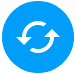 A blue circle with a white refresh icon.