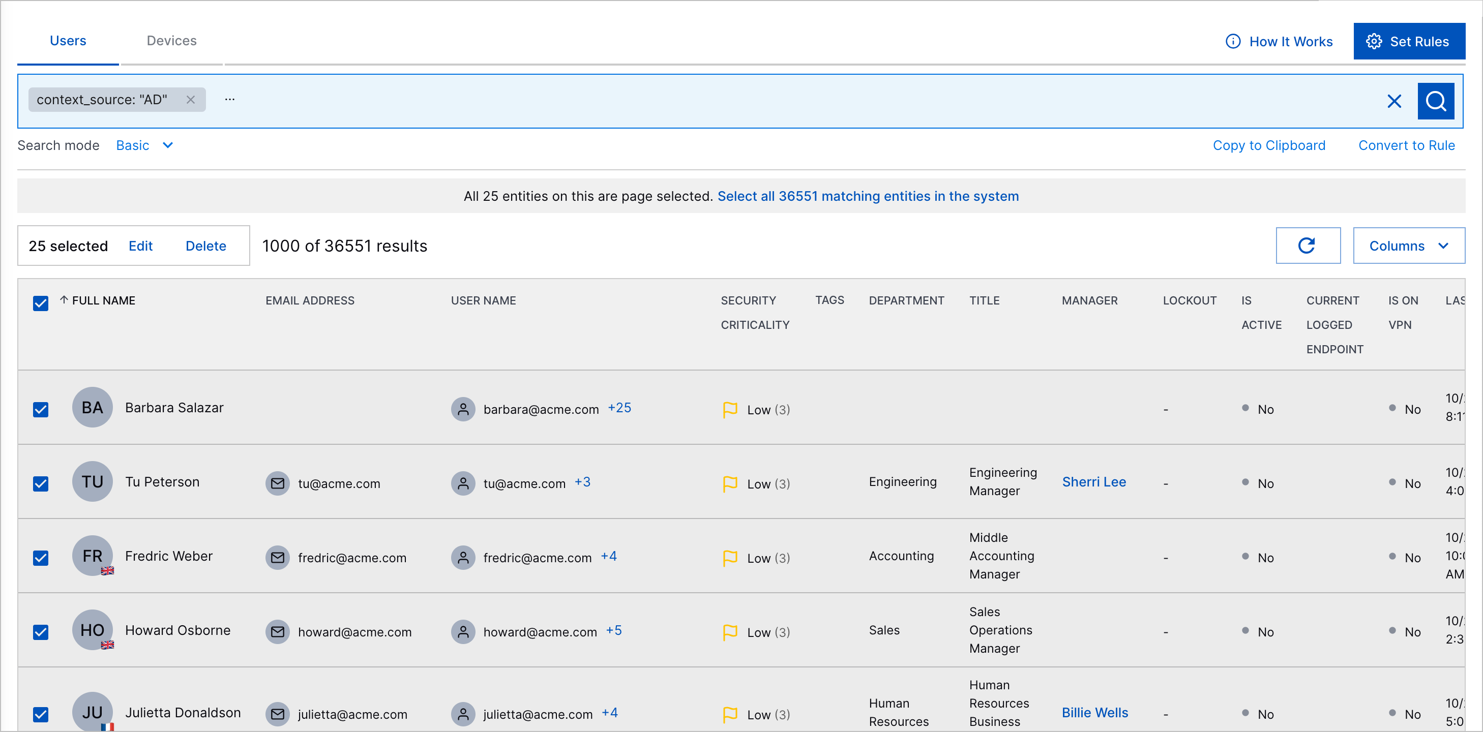 The checkbox in the header row selected.