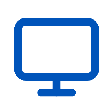A computer screen outlined in blue.