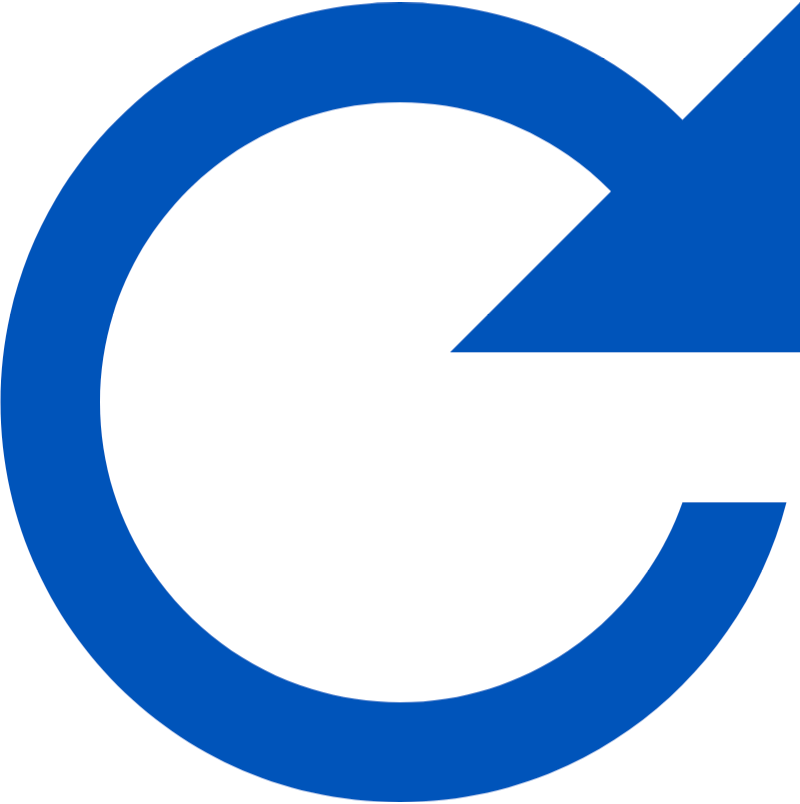 A blue arrow forming a circular shape pointing clockwise.