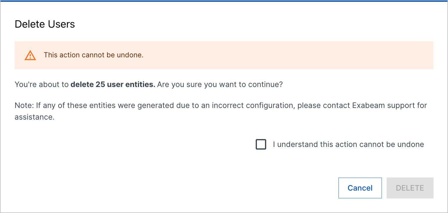 The confirmation dialogue to delete entities.