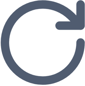 A gray circular arrow, curving clockwise