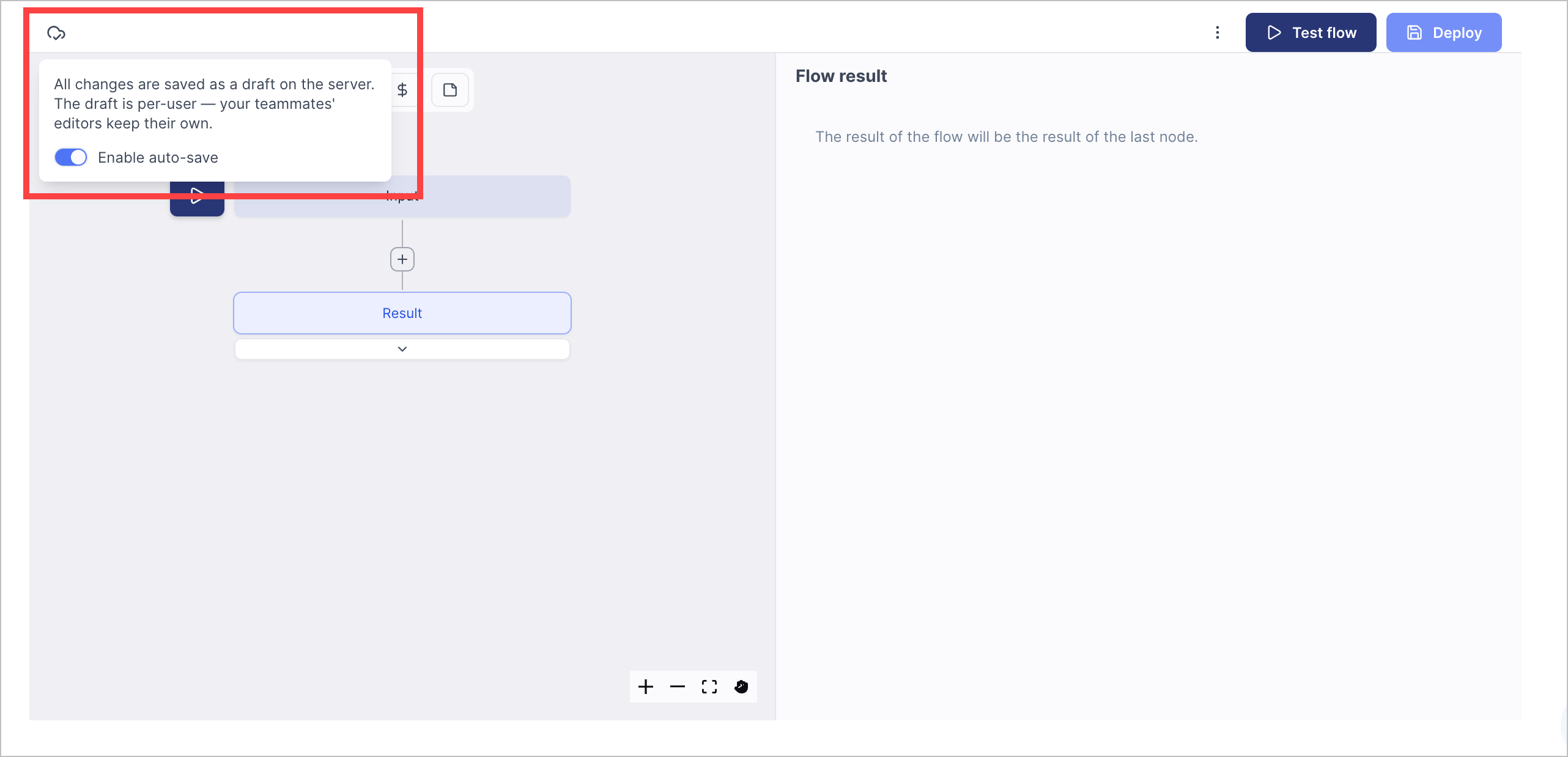The advanced playbook editor with the autosave configuration setting highlighted in a red rectangle.