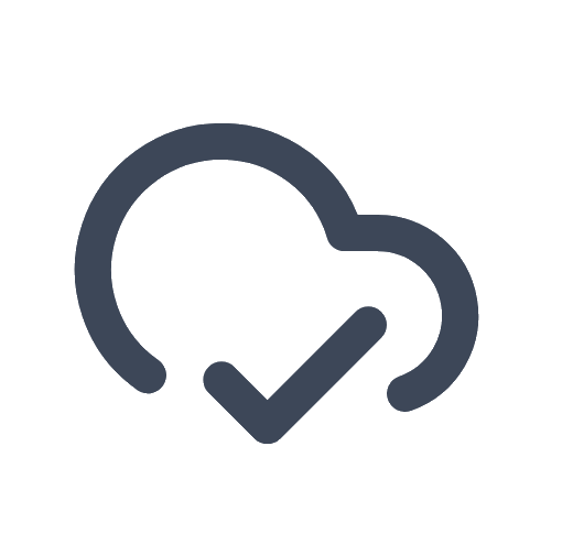 A grey cloud outline with a checkmark