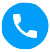 A blue circle with a white phone in the center.