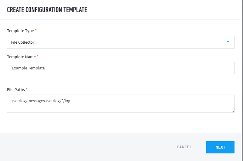 Create Configuration Template page