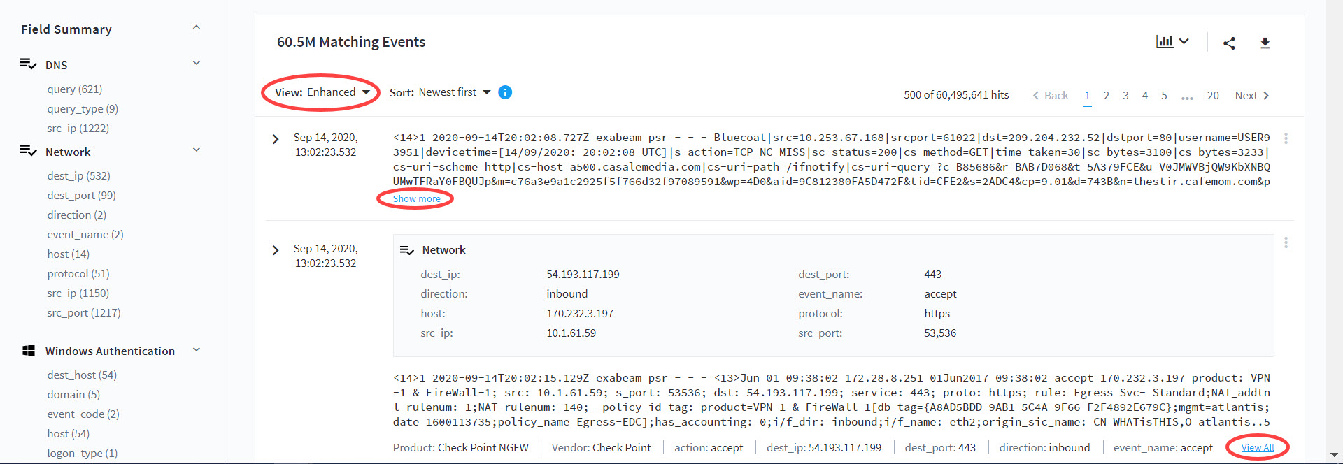 data lake search enhanced view