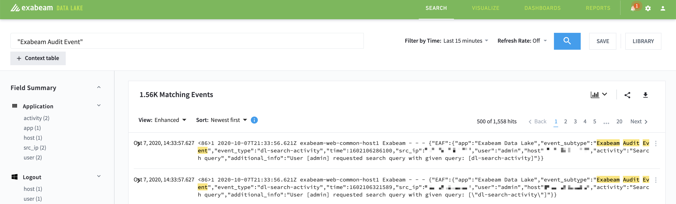 data lake audit log search