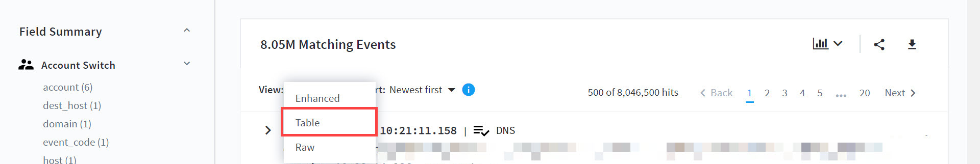 data lake table view