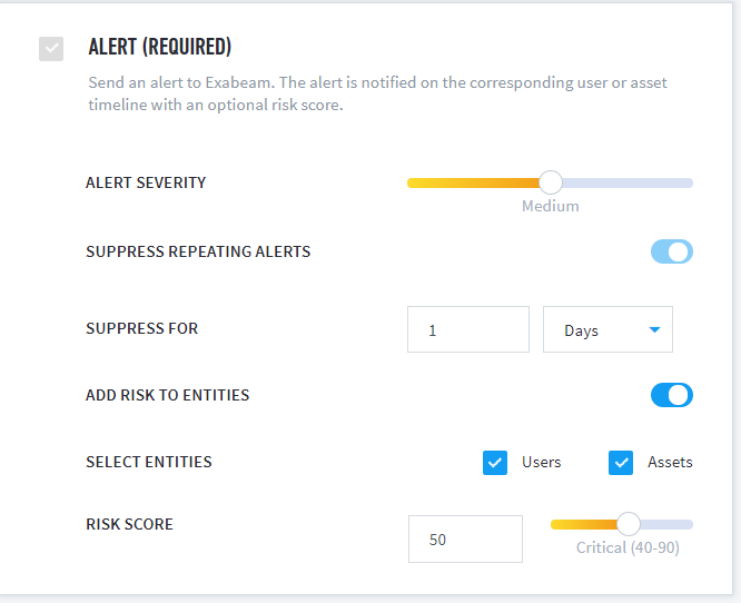 correlation rule alert configuration