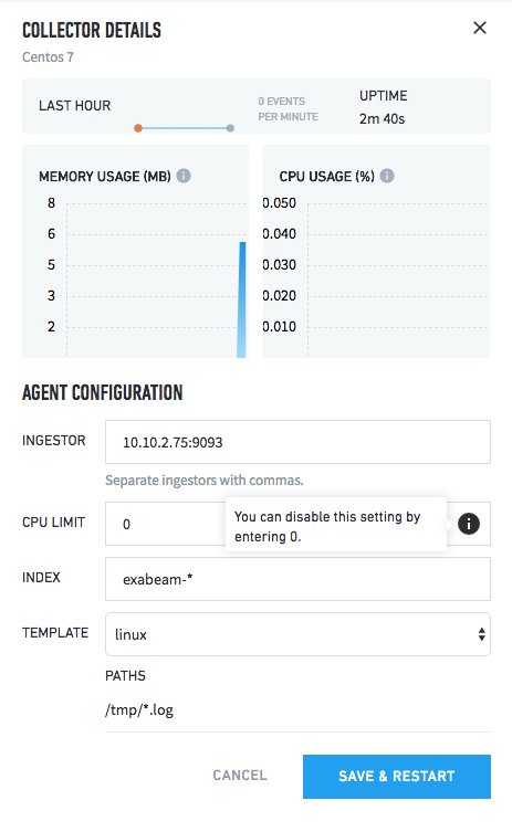 Log Collect Details panel