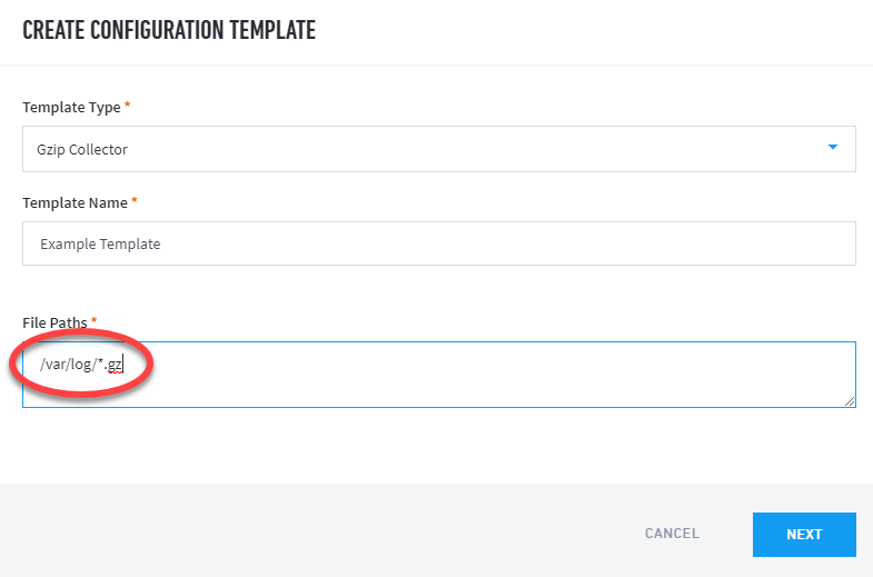 Example of a Gzip Collector Template