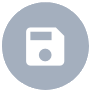 A grey circle with a white floppy disk in the middle.