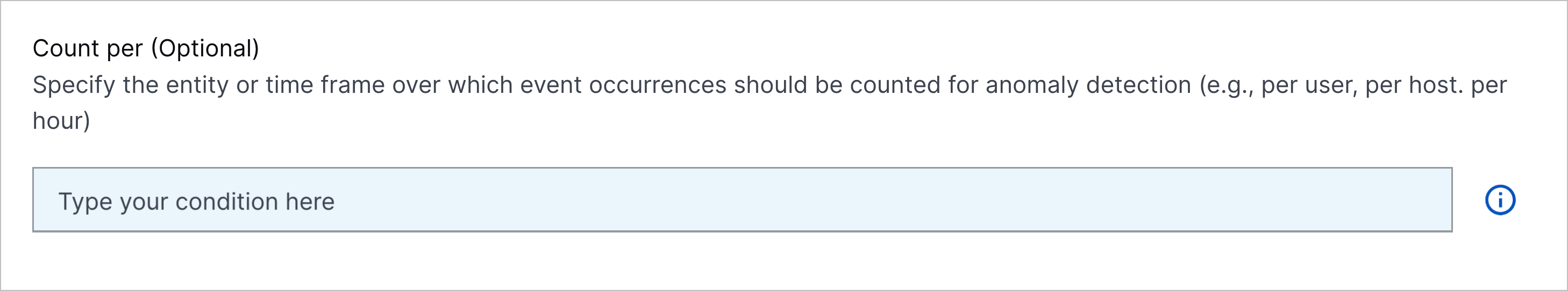 The Count Per field in the analytics rule builder.