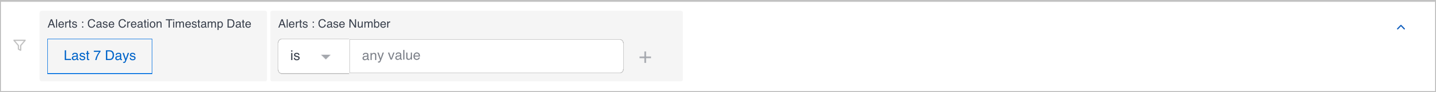 The available filters for the pre-built Threat Center Overview dashboard.
