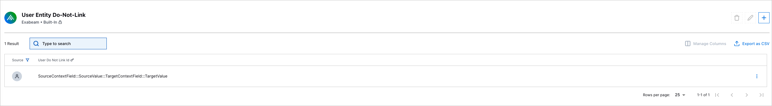 The User Entity Do-Not-Link pre-built context table.