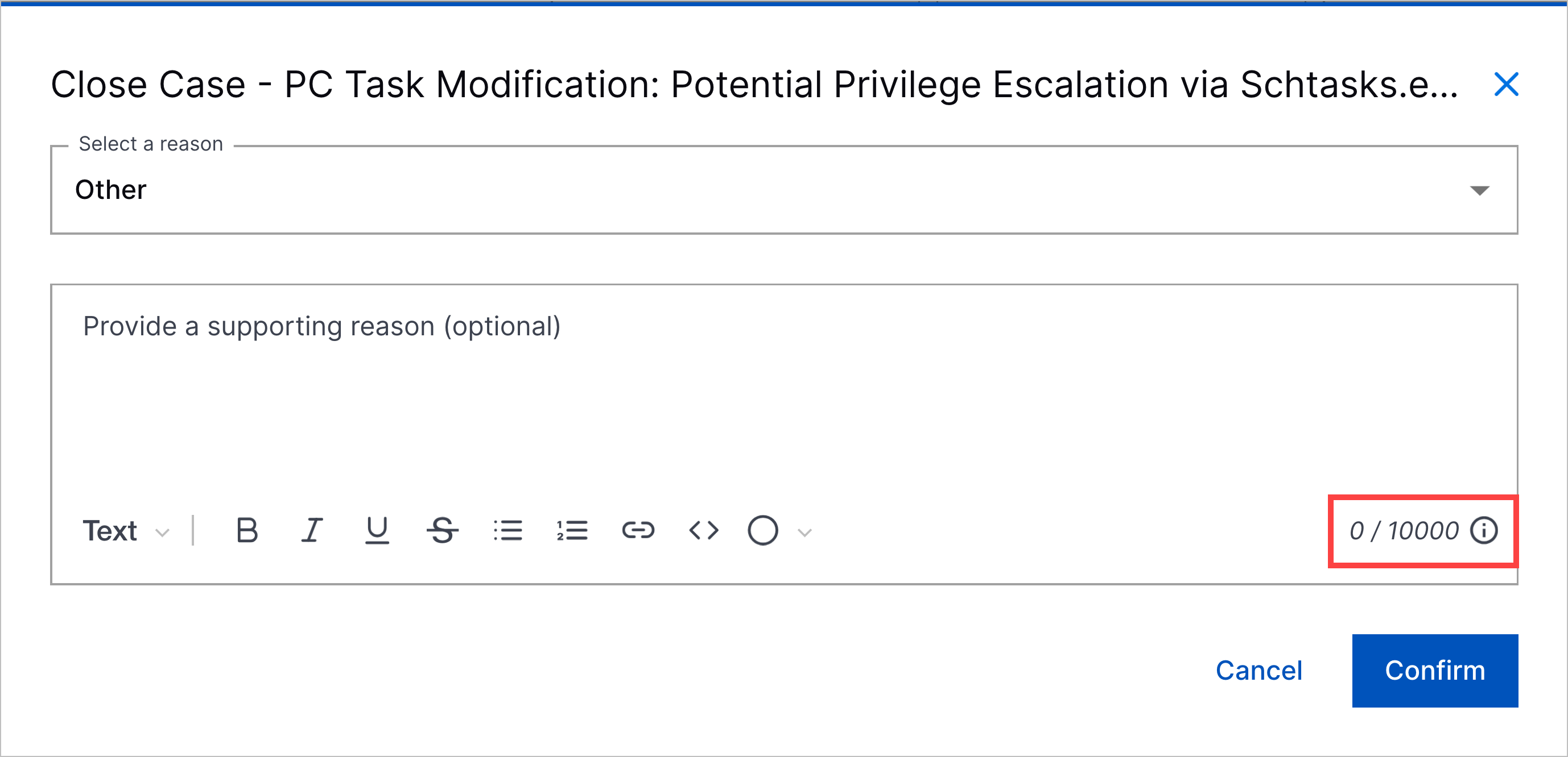 threatcenter-september2025releasenotes-increasedcustomcaseclosedreasoncharacterlimit.png