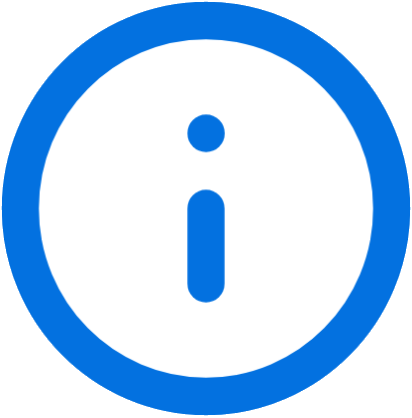 A blue letter I in the middle of a blue circle.