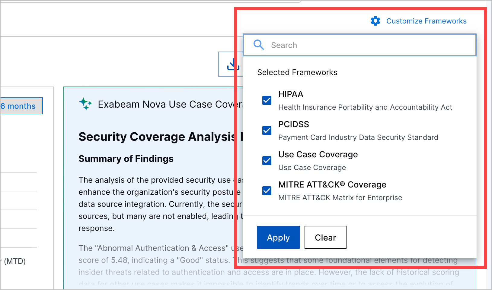 The Customize Frameworks menu expanded and highlighted with a red rectangle.