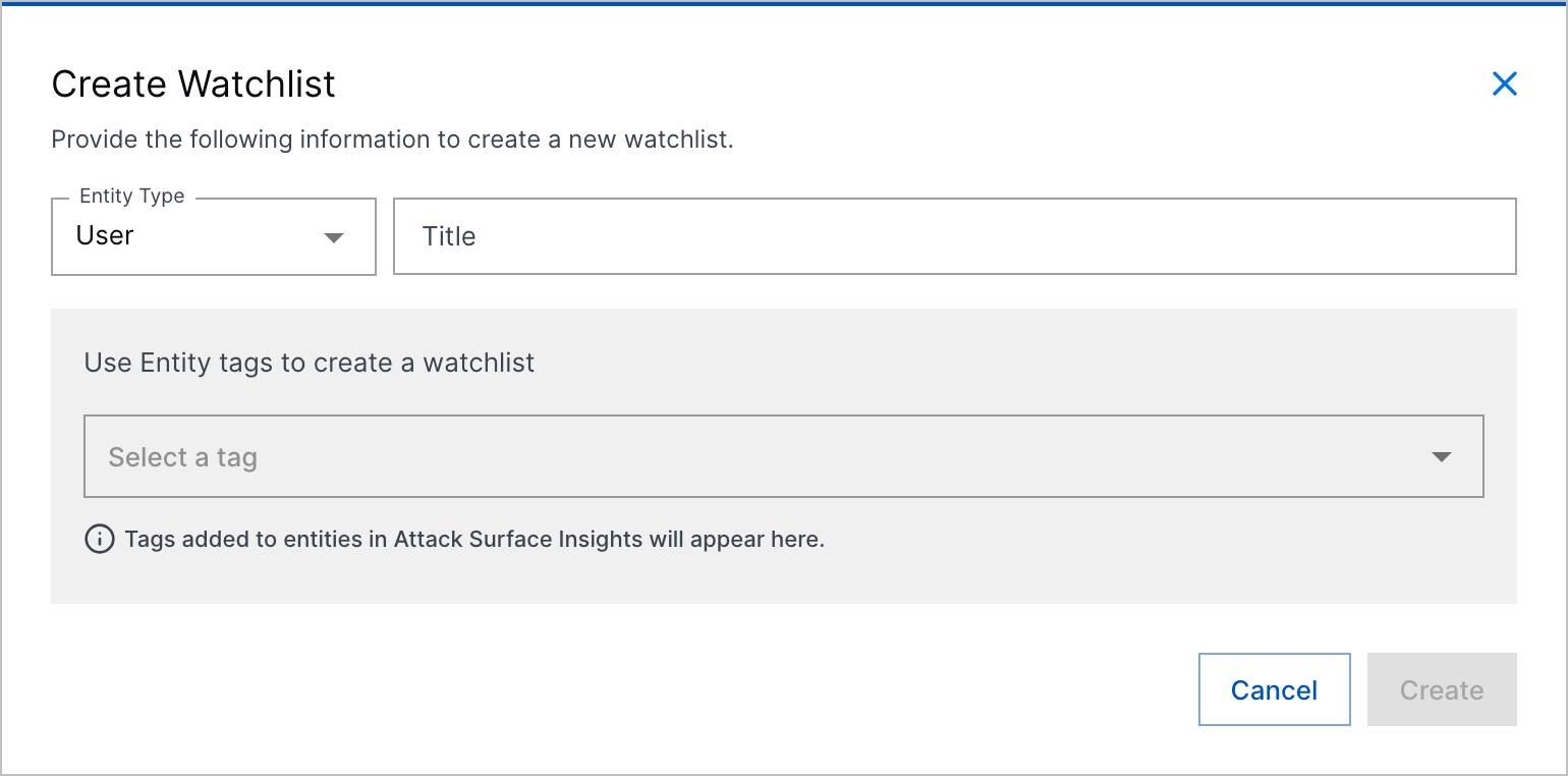 The Create Watchlist window.