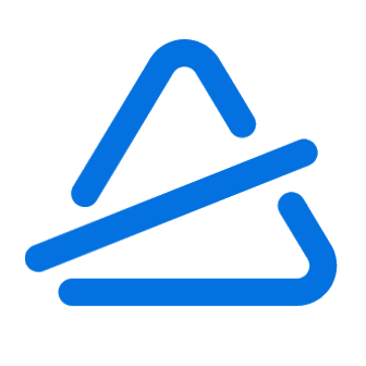 A blue outline of a trianger with a diagonal line bisecting it through the center.