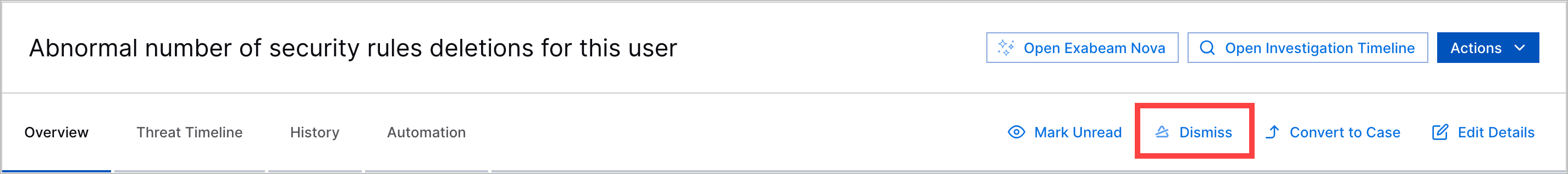 An alert with Dismiss highlighted in a red rectangle.