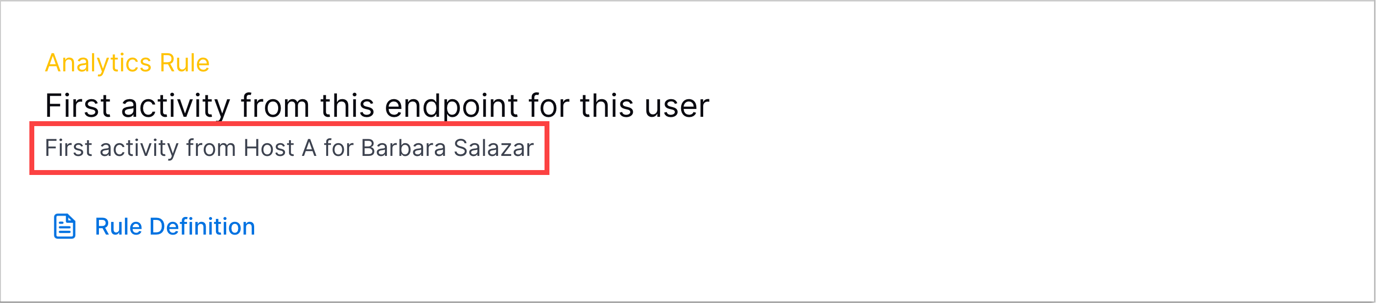 The detection reason for a Threat Center analytics rule detection.
