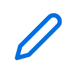 A blue outline of a pencil.