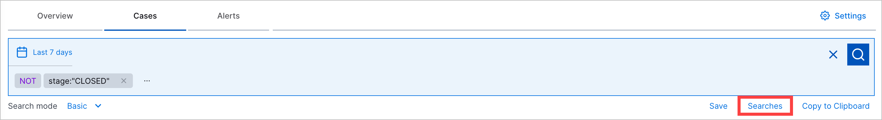 Searches underneath the search bar highlighted in a red rectangle.