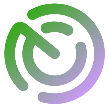 A green and purple ombré abstract, broken circular shapes forming a sonar pattern.