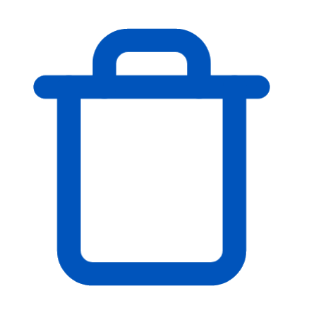 A blue outline of a trash can.