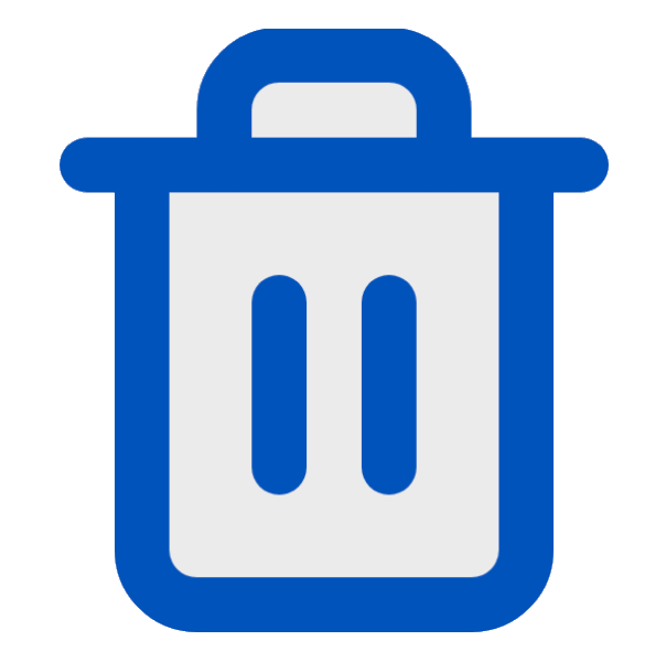 A blue trash can.
